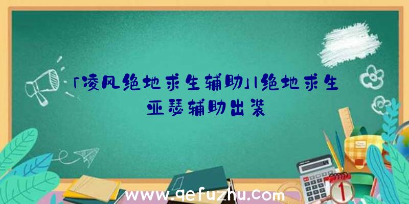 「凌风绝地求生辅助」|绝地求生亚瑟辅助出装